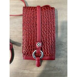 Brighton Red Leather Phone and Card Holder Crossbody Bag